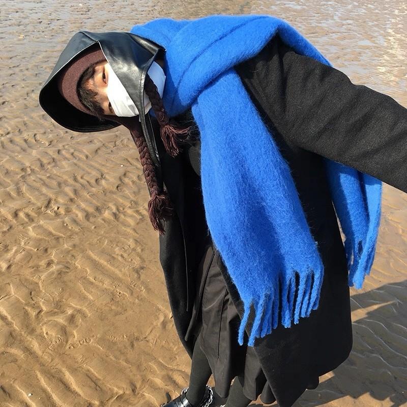 Solid color photo-produced scarf autumn and winter high-end sense versatile imitation cashmere shawl thickened warm scarf women's wholesale