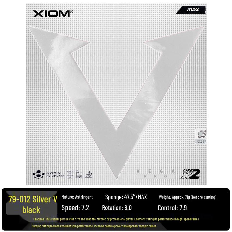 Накладка для настольного тенниса XIOM Fierce - Красный/Белый/Золотой, Vega Tour, Быстрая Атака, Тип Петля, Липкая Шипованная.
