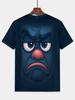 2026 New Men'S 3D Cartoon Expression Print T-Shirt, Casual Fashion Summer Breathable Top, Outdoor Sports Running Fitness Home Wear Suitable,
