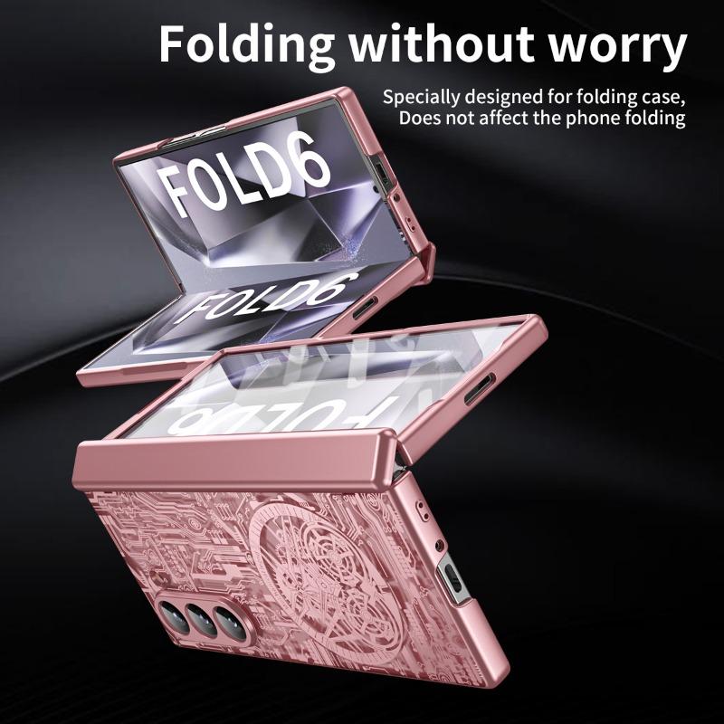 Гальванизированный пластиковый чехол для телефона Samsung Galaxy Z Fold 6 5 4 3 Fold6 Fold5 Fold4 Fold3 5G Hard Shell Hinge Protection Cover