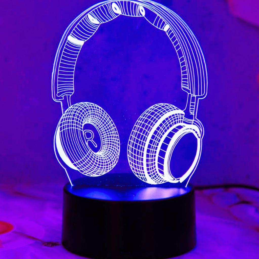 3D ночник Игровые наушники Спальня Игровая комната Настольная подсветка USB Сенсорный тип Семицветные меняющие цвет огни