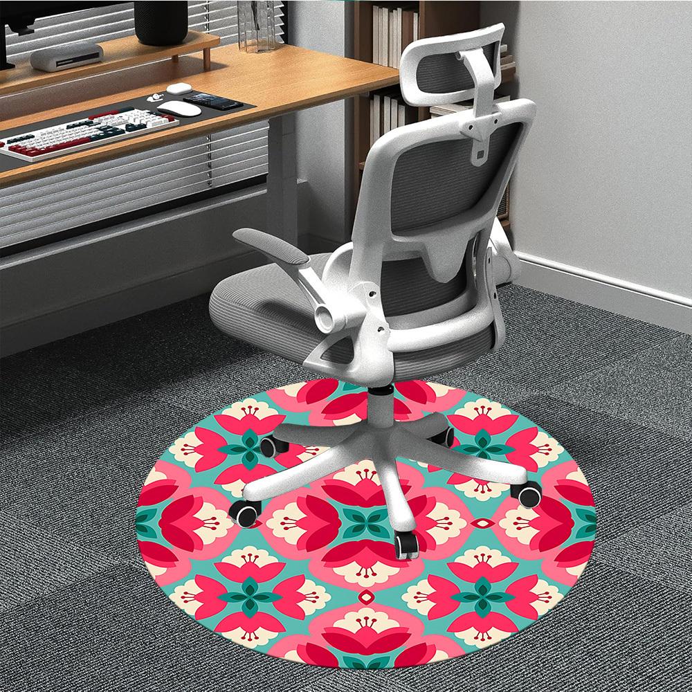 1pc Floral Pattern Office Round Rug, Carpet for Office, Gaming, Lightweight Round Floor Mat yy260208047