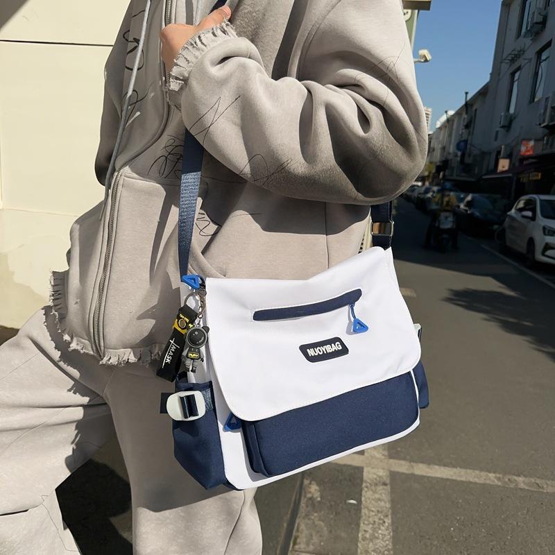 Сумка с цветными блоками, студенческая сумка через плечо, женская и мужская сумка-мессенджер