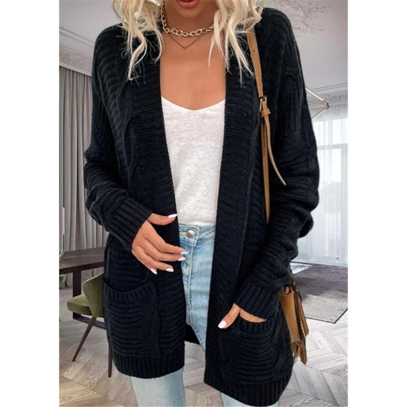 Женский осенне-зимний кардиган Twist средней длины, вязаный свитер с переплетенными нитками
