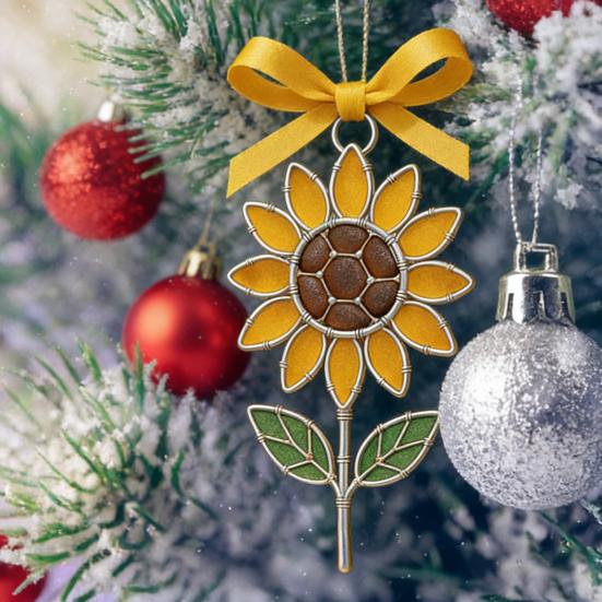 Sunflower Sea Sunflower Xmas Tree Hanging Decor Glass Ornament Handmade Acrylic Rustic Vintage Suncatcher Living Farmhouse