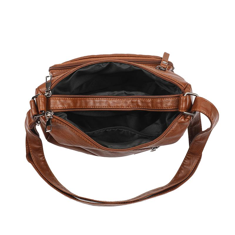 Сумка-мессенджер для женщин среднего и пожилого возраста, женская однотонная сумка из мягкой кожи с несколькими карманами