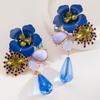 Vintage Resin Flower Earrings Beads Women Earrings Water Droplet Long Earrings  Daily Wear
