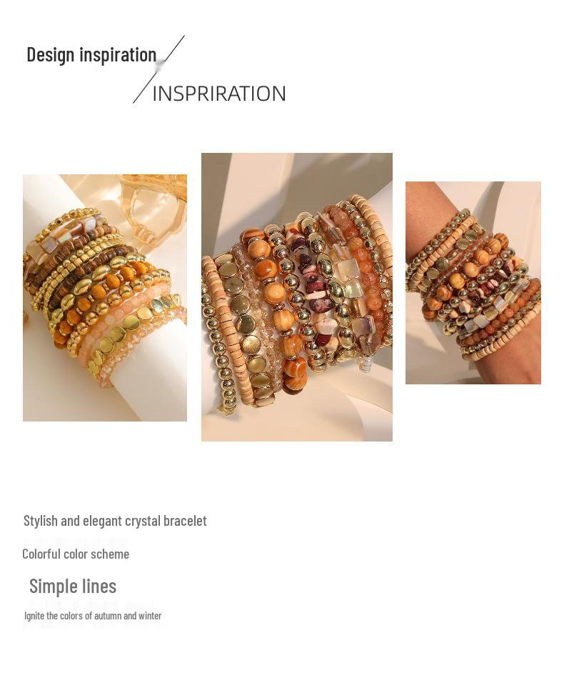 Bohemian Wood and Glass Beaded Bracelet – Ethnic Style High-End Autumn/Winter Hand Jewelry