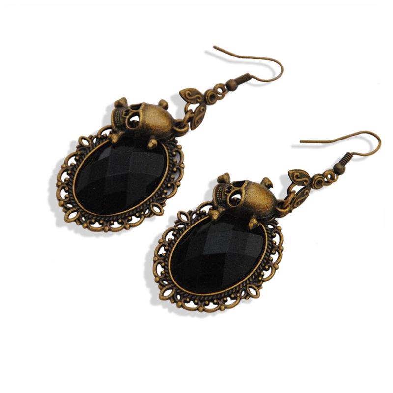 Винтажные Хрустальные Серьги со Стразами для Вечеринки Череп для Головы Висячие Серьги Хэллоуин Панк Украшения для Женщин Девушек Му