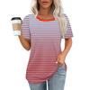 Women's Fashionable Casual Short Sleeve Print Round Neck Pullover Top