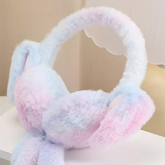1/2Pcs Plush Rabbit Earmuffs with Moving Jumping Ears Gradient Color Soft Furry Ear Covers Headband