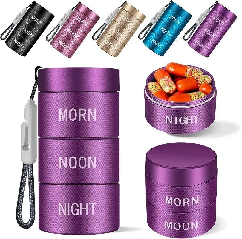 Аптечка из алюминиевого сплава, металлический органайзер для таблеток, штабелируемая водонепроницаемая коробка для таблеток для путешествий, большой отсек для хранения витаминных капсул