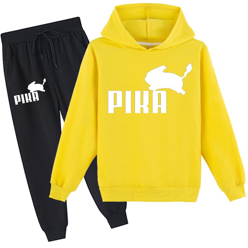 Детские осенне-зимние джемперы с рисунком Пикачу и рисунком покемонов, топы, детский свитер с капюшоном, комплект 100-170 см