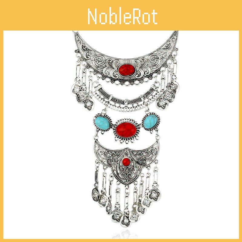 Vintage Long Women Tassel Necklace With Gemstone Leaf Art Jewelry Accessory