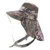 Outdoor Hat with Removable Mosquito Mesh Shawl Design Wide Brim UV Protection Climbing Hat Waterproof Fabric Foldable Hat