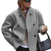 Women's Double-Breasted Solid Color Wool Coat Casual Elegant British Style Versatile Top for Women
