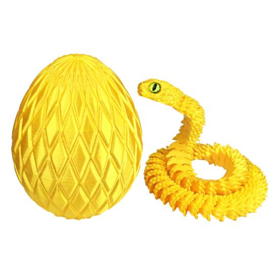 Яйцо змеи с напечатанной на 3D-принтере змеей внутри Подвижные суставы Фигурка змеи Шарнирная змея Настольная игрушка-непоседа Украшение Орнамент