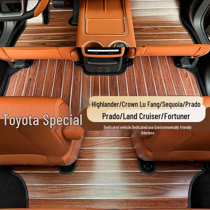 Подходит для Toyota Prado, Highlander, Tundra, Sequoia, Crossroad: Коврики для пола автомобиля из массива дерева.
