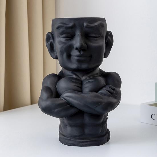 Flower Planter Muscle Man Artistic Modeling Sculpture Dual Use Flower Vase Desktop