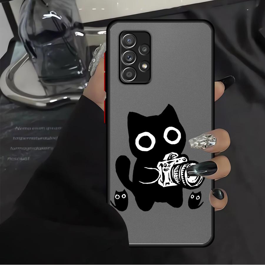 Мультяшная Кошка Чехол для Телефона для Samsung Galaxy A53 A16 A15 A34 A36 A17 A52 A73 A33 A56 A55 A52S A72 A35 A54 A14 A23