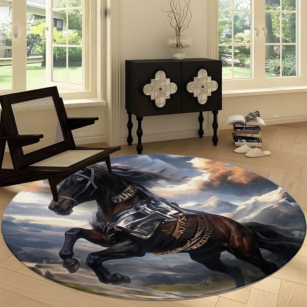 Круглый коврик с мультяшным принтом панды, моющийся ковер-дорожка с мультяшными животными - Нескользящий круглый ковер, абсорбирующий коврик