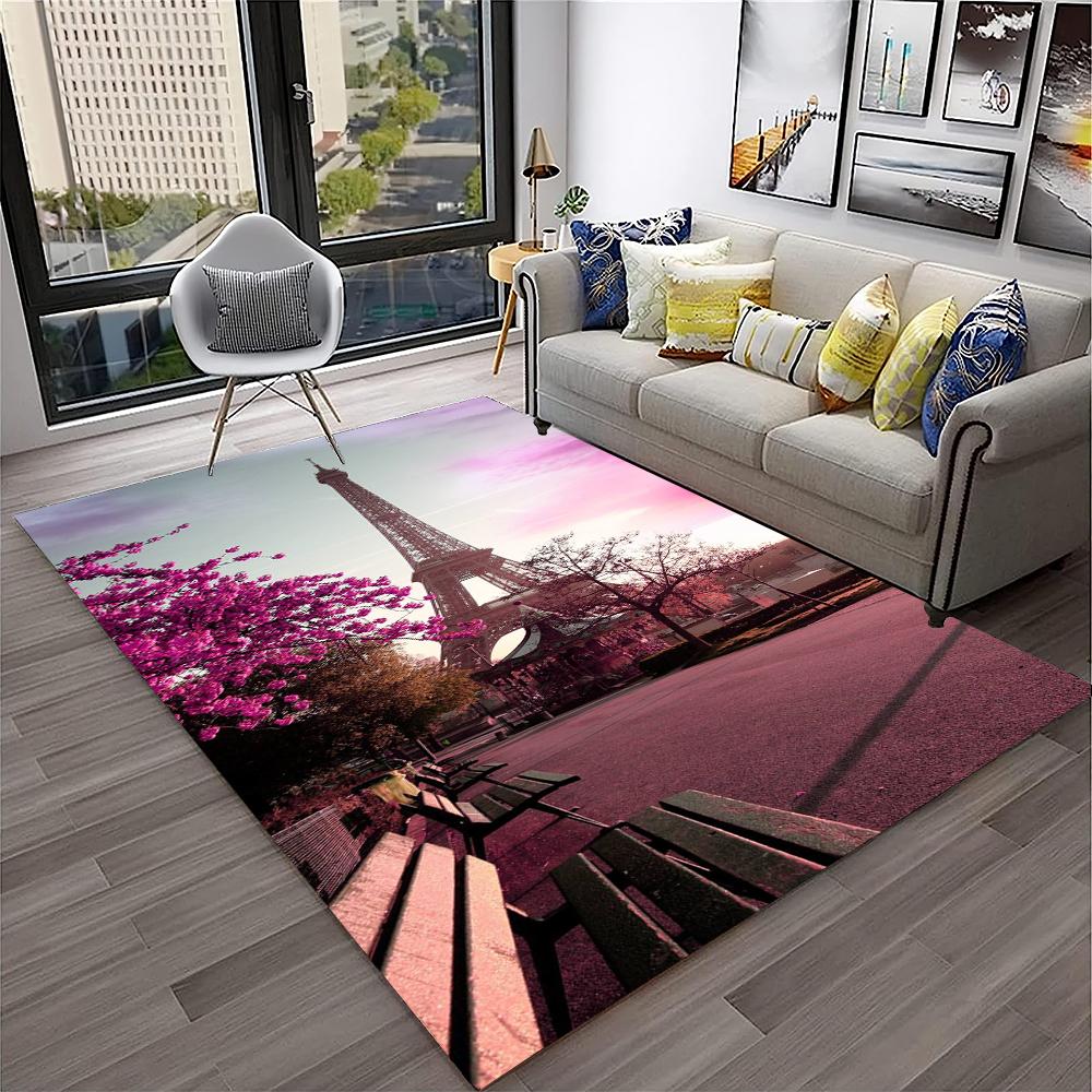 Франция Париж Эйфелева башня Ретро Ковер Коврик для дома Гостиная Спальня Диван Придверный коврик Декор, Коврик для детской игровой зоны Нескользящий напольный коврик