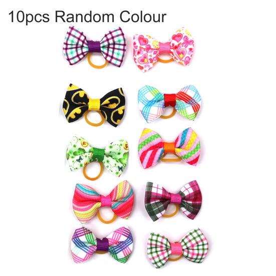 10Pcs Pet Hair Bows Multi-color Dress-up Soft Fashion Pet Puppy Bowknot Hair Band for Holiday