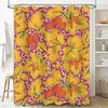 Vibrant Floral Print Shower Curtain For Bathroom Decor Pink Orange Yellow Leaves Pattern Waterproof Fabric Home Decoration Item