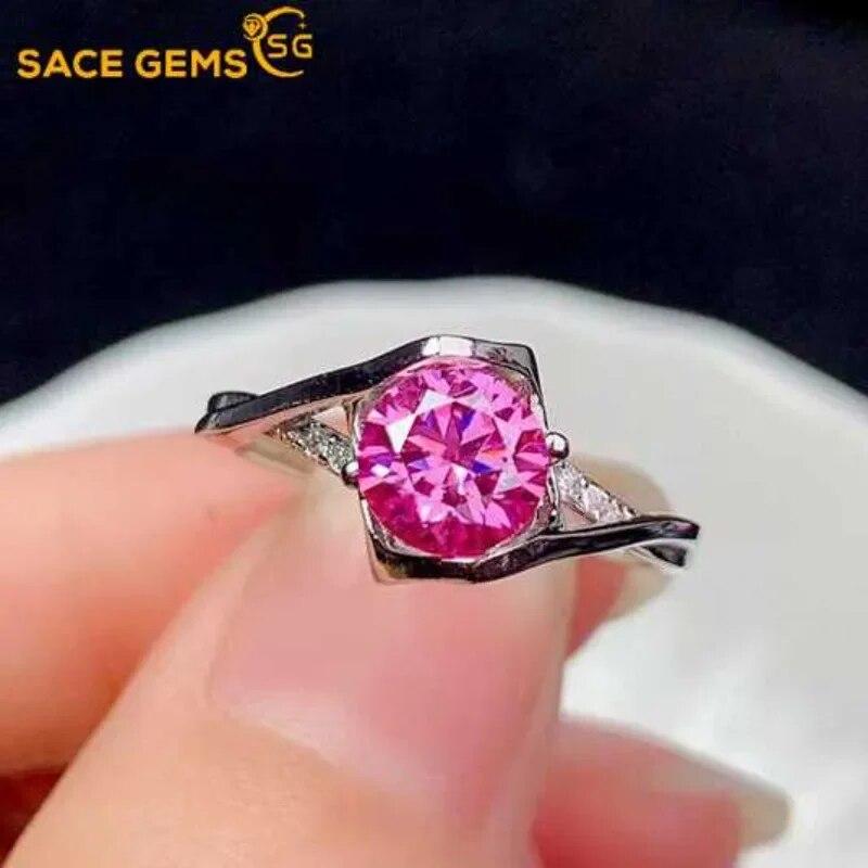 Sace Gems Сертифицированное GRA кольцо с муассанитом 1 карата, стерлинговое серебро 925 пробы, с покрытием из белого золота 18 карат, кольца для женщин, ювелирные украшения