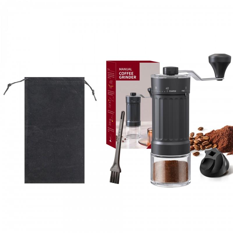 Manual Coffee Grinder Hand Crank Burr Mill Home Use Compact Adjustable Grind Size Black