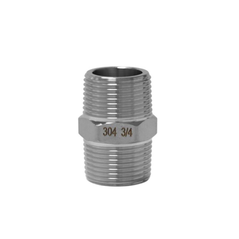 304 Stainless Steel Thickened Hex Male-to-Male Nipple Connector for Water Pipe Heating Systems