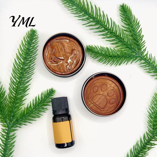 Natural Fragrance Diffuser for Office Wooden Essential Oil Diffuser, Cat Paw Horse Engraved Pattern, Round Decorative Wood Craft Ornament Wood,