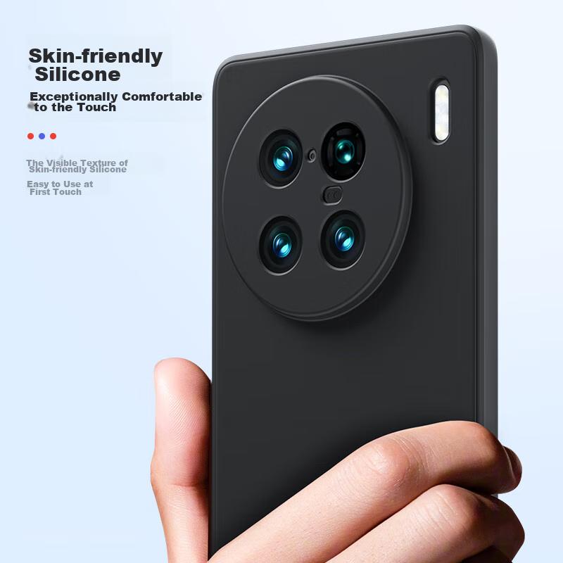 BIAZE Phone Case for Vivo X90 Pro+, Full Protection Shockproof Ultra-Thin Flocked Heat Dissipation Liquid Matte Soft, And WoJK247 Black