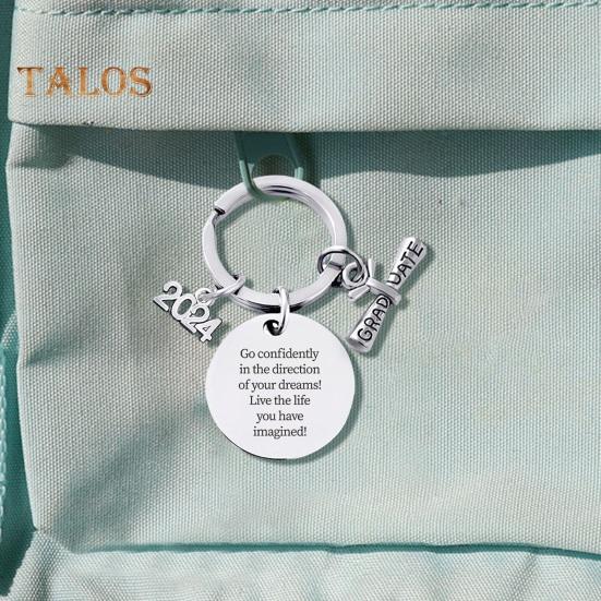 2024 Выпускной Брелок Вдохновляющий Выпускник Средней Школы Колледжа Нержавеющая Сталь Выгравирована Любовь Мама Выпускной Сезон Брелок Подвеска