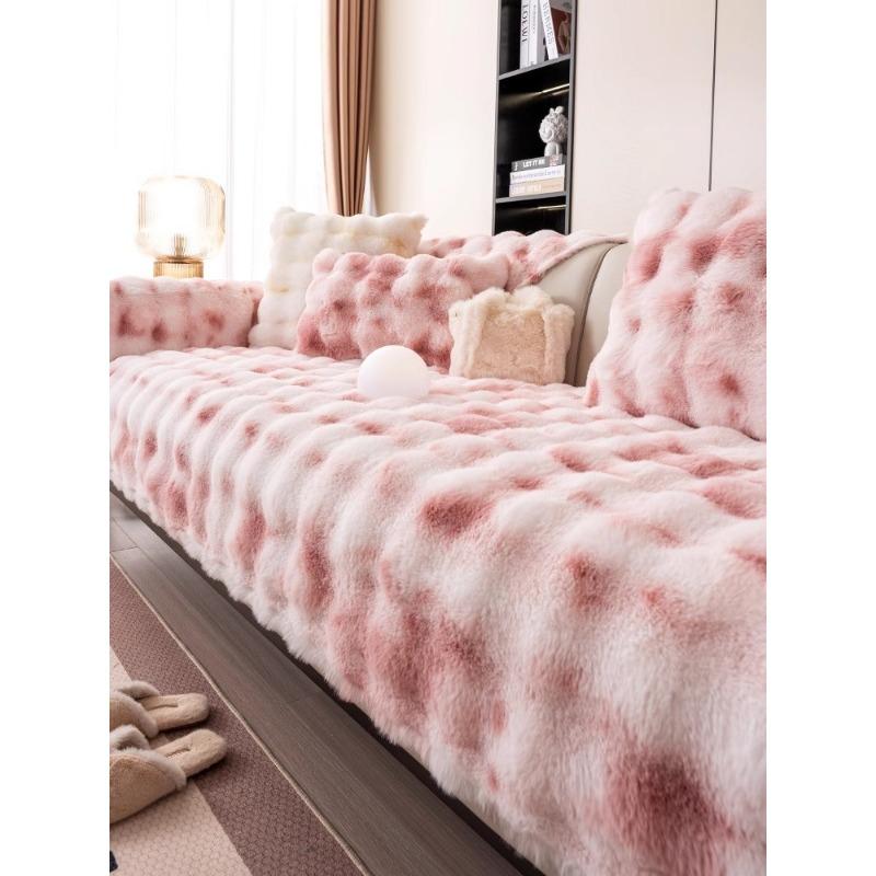 Winter Thick Sofa Towel Warm Rabbit Plush Can Cover Seat Cover Cover Backrest Armrest All-Inclusive Cover Cloth Blanket