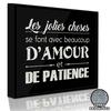 [Q5872] - Рамка с блестками «Сообщения» (Красивые вещи сделаны с большой Любовью и Терпением), черная, серебристая - 41x41 см