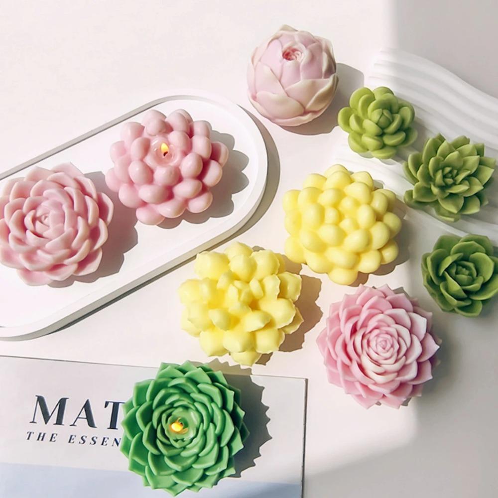 3D Fleshy Succulent Series Candle Silicone Mold DIY Flower Plaster Soap Mold Valentine's Day Gift Handmade Candle Making