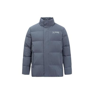 Тренировочная серия FW22 однотонная толстая куртка-пуховик с принтом букв на молнии и воротником-стойкой, мужская верхняя одежда, серая 952247944-3