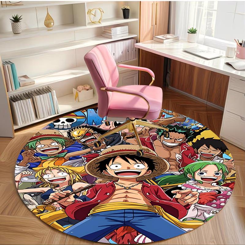 One Piece Print Round Rug, Washable Floor Carpet, For Entryway Dorm Laundry Room Office Study, Home Decor Birthday Christmas Gift