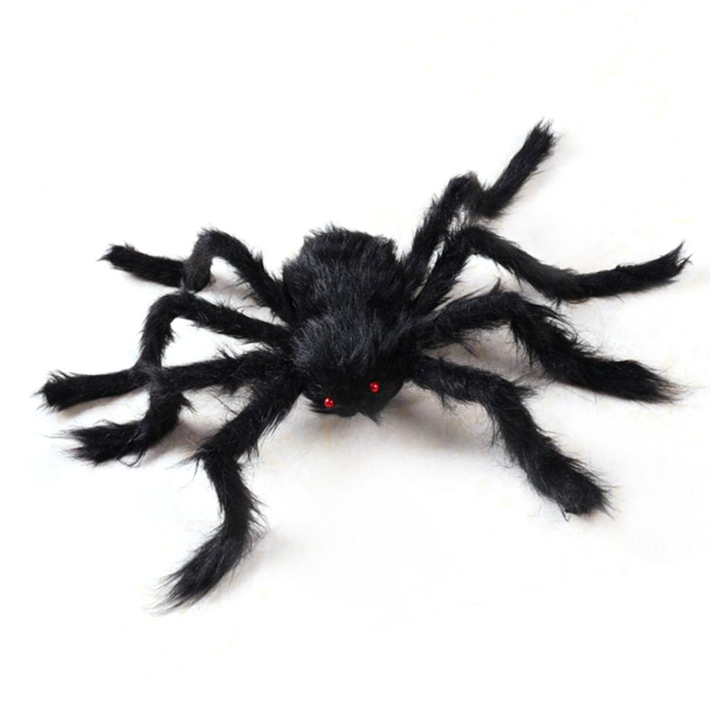 Giant Fake Spider Lifelike Halloween Posable Black Soft Hairy Fake Spiders Scary Decorations for