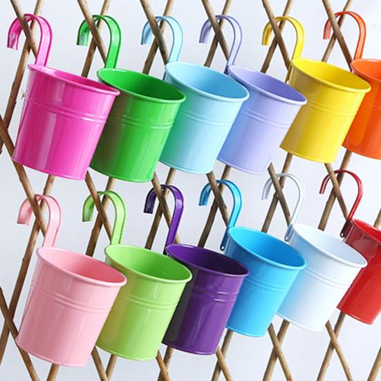 Подвесной цветочный горшок Yousheng Iron, балконный горшок со съемным крючком, однотонный цветочный горшок для внутренних окон, садовых ограждений