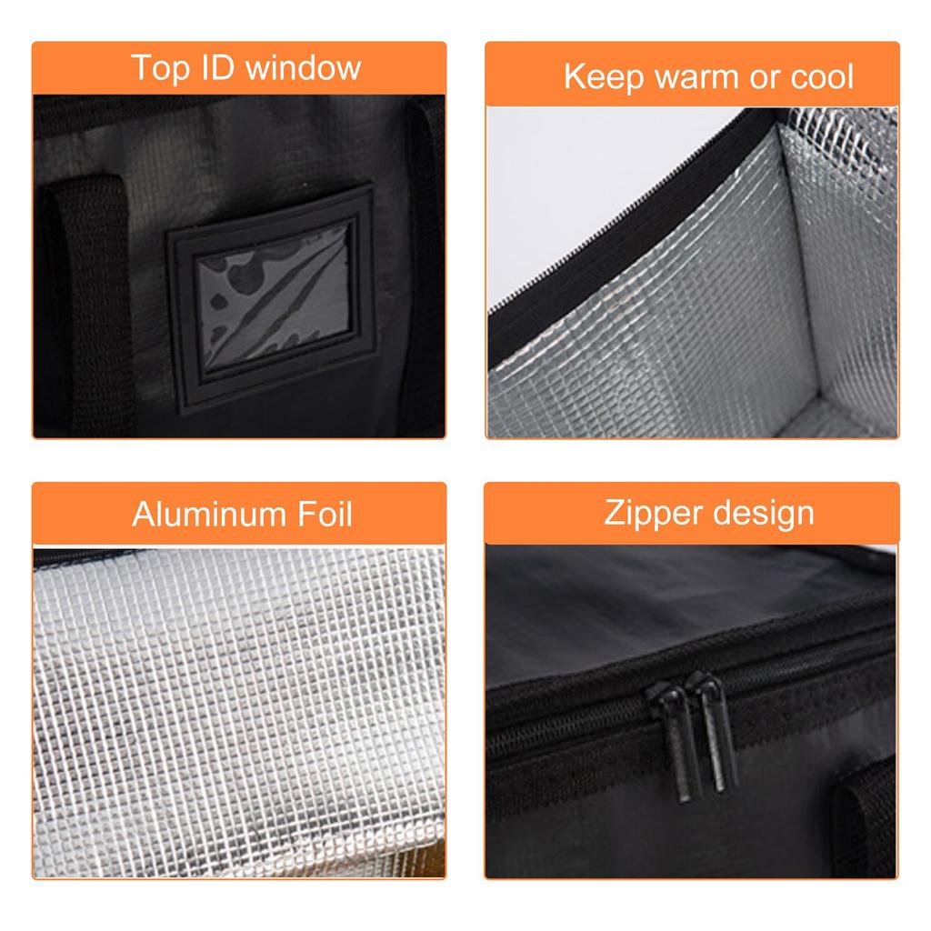 Insulated Food Delivery Bag Cooler Bags Reusable Insulated Grocery Bags with Zipper for Drinks Food Warm and Cold