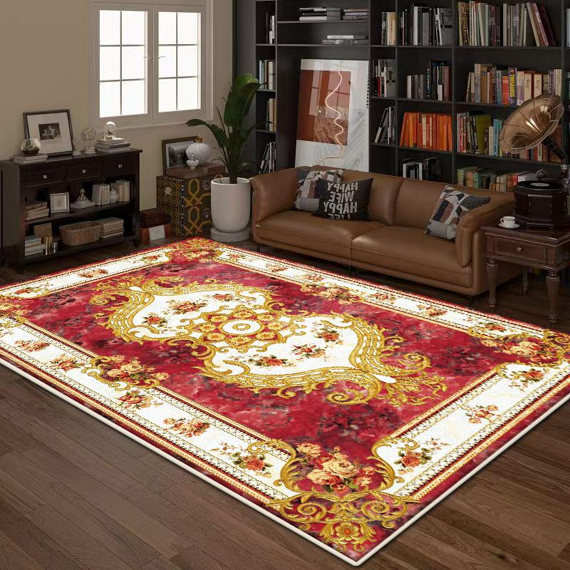 Living Room Rug European Style Large Size Coffee Tables Mat Non-slip Room Decoration Aesthetic Bedroom Carpet Machine Washable
