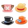 Anime Design Coffee Cup Luffy Eiss Sabo Creative Three Brothers Hat Shaped Ceramics Coffee Cup and Saucer Child's Birthday Gift