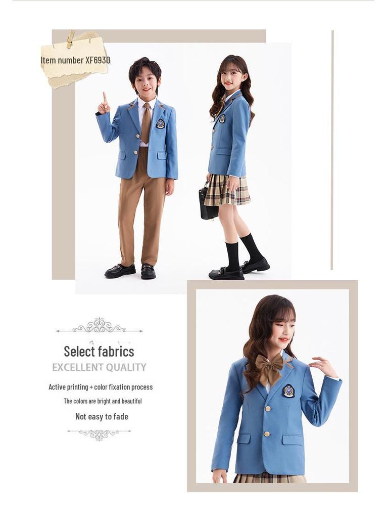 Детская школьная одежда: Блейзеры в британском стиле, Детсадовская и школьная форма, Сезонная классная одежда и Платья для ведущих