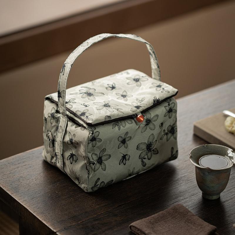 Guofeng Fabric Storage Bag Going Out Travel Tea Set Portable Bag Tea Ceremony Accessories Premium Handbag