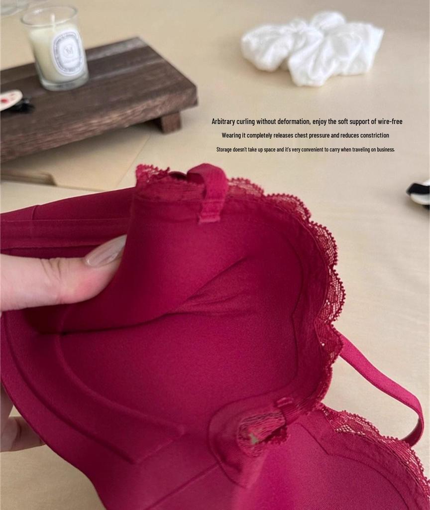Seamless Thin Strap Push-Up Bra for Small Busts - Wirefree, Anti-Sagging, Enhances Size for a Sexy Look