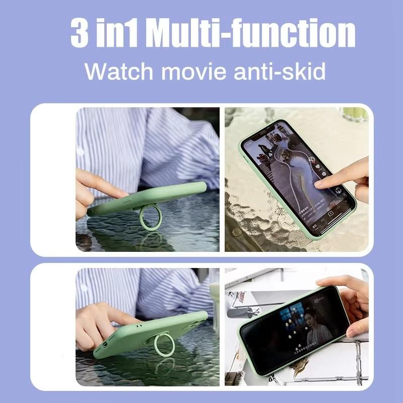 Роскошный чехол-держатель из жидкого силикона для iPhone 16 15 14 13 12 11 Pro Max Mini X XR XS Max 7 8 Plus SE 2020 2022