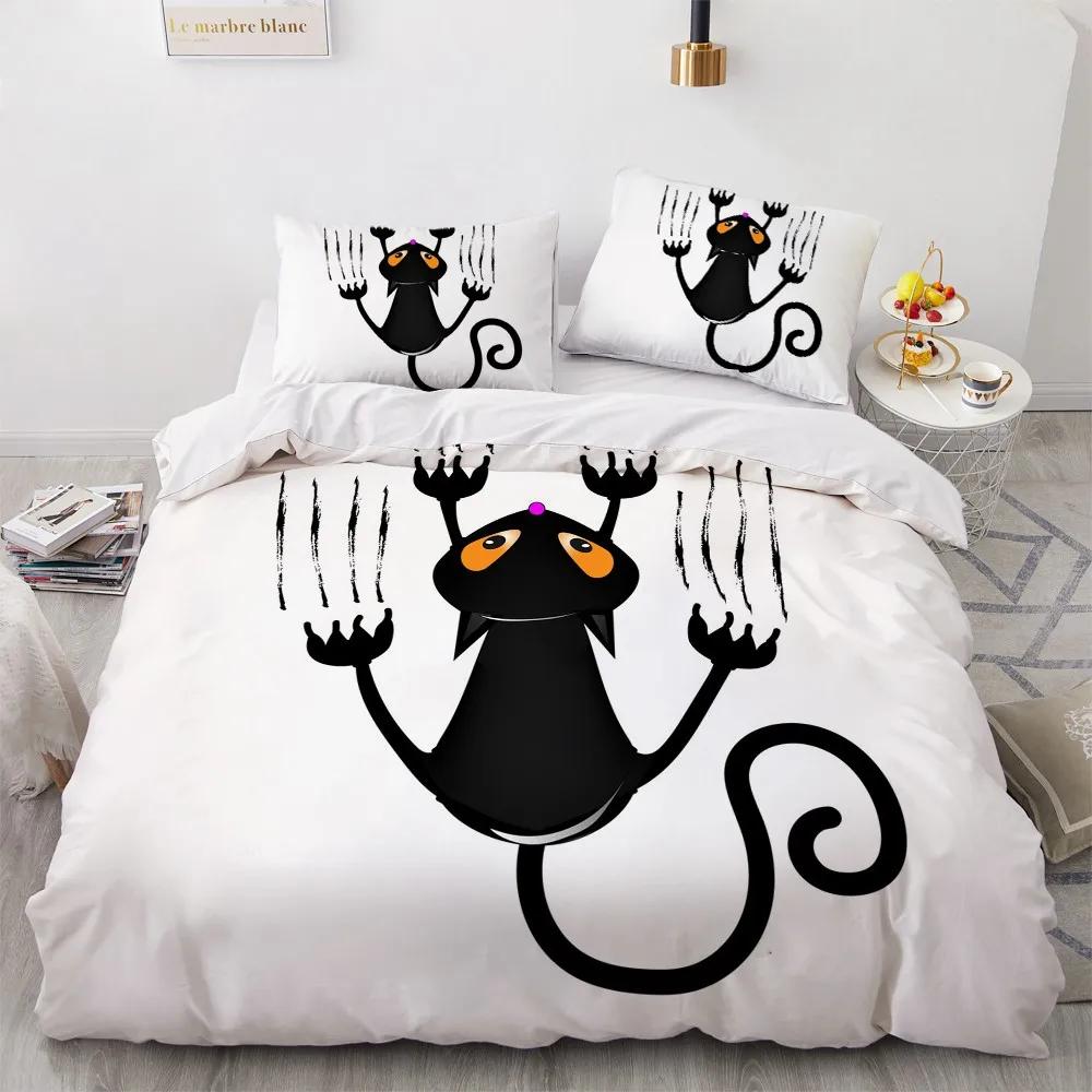 Black and White Grimace Duvet Cover Black Cartoon Dryad Ghost for Children Boys Gifts Bedroom Decoration Polyester Quilt Cover