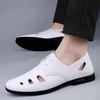 Fashion Summer Breathable Soft Soled Sandals White Hollow Lace Up Oxford Shoes for Men Brand High-quality Pointed Business Leather Shoes